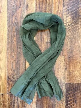 Olive green silky scarf